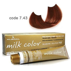 Vopsea de par fara amoniac Kleral Milk Color Golden 7.43 Copery Blonde 100ml