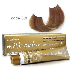 Vopsea de par fara amoniac Kleral Milk Color 8.0 Light Blonde 100ml