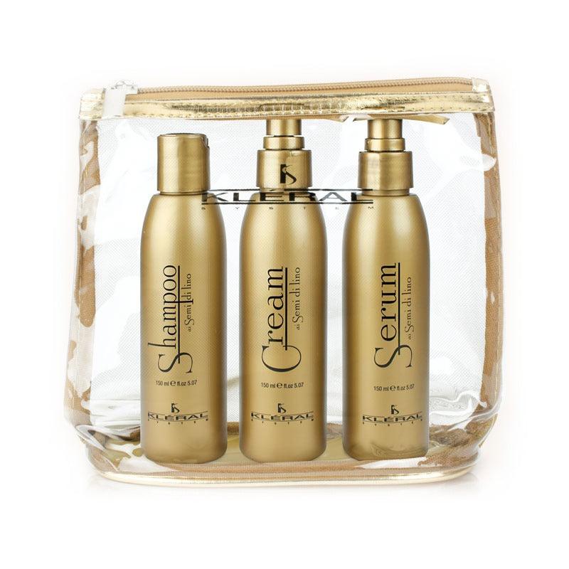 Kleral Travel Kit Semi diLino Sampon,Masca si Ser pentru par