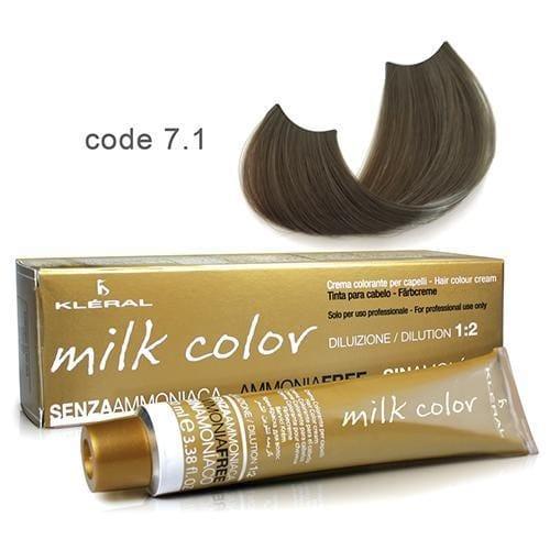 Vopsea de  par fara amoniac  Kleral Milk Color 7.1 Ash Blonde 100ml