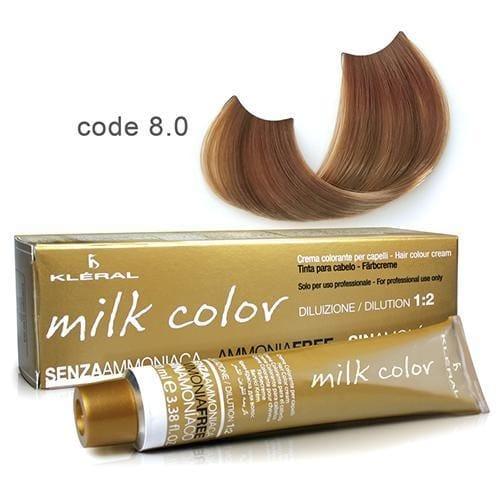 Vopsea de  par fara amoniac Kleral  Milk Color 8.0 Light Blonde 100ml