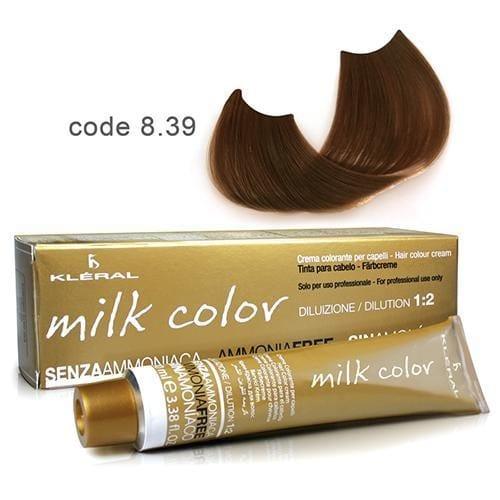Vopsea  de par fara amoniac  Kleral Milk Color 8.39 Tobacco Light Blonde 100ml