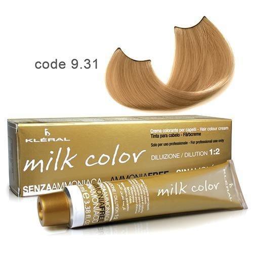Vopsea  de par fara amoniac  Kleral Milk Color 9.31 Very Light Blonde Beige 100ml